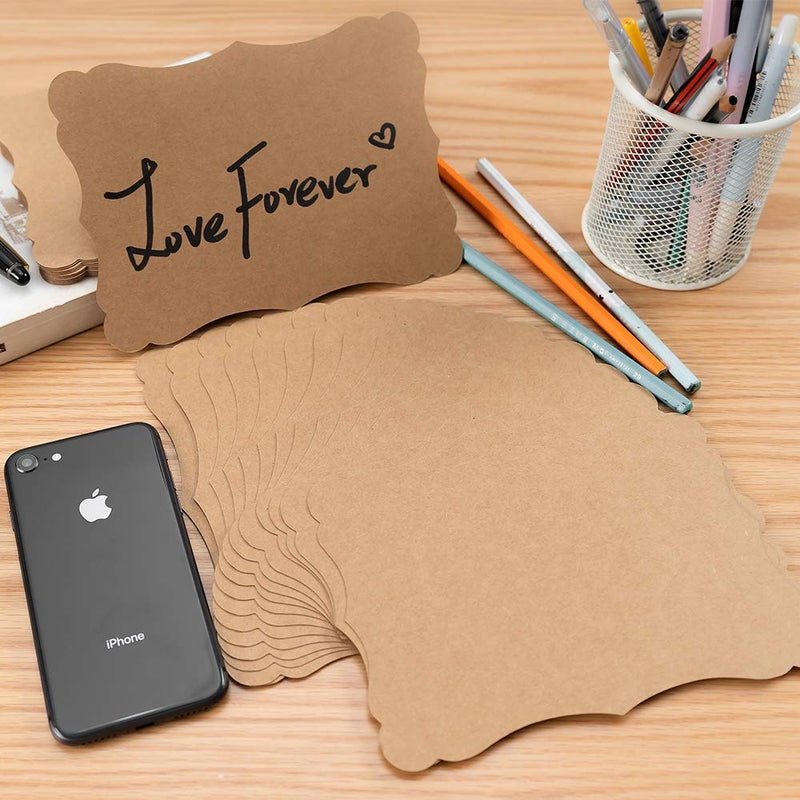 Homtable 50 Pack Blank Kraft Cards Cardstock Thick Paper Brown Greeting Cards for DIY Gift Card Menus, Baby Shower and Wedding Invitations (Kraft Color, 5x7IN) - Image 4